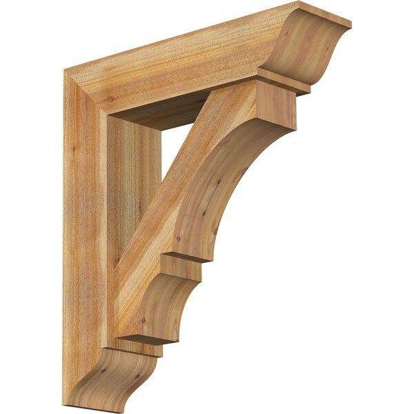 Ekena Millwork Balboa Traditional Rough Sawn Bracket w/ Offset Brace, Western Red Cedar, 8"W x 30"D x 34"H BKT0806X30X34BOA01RWR - main